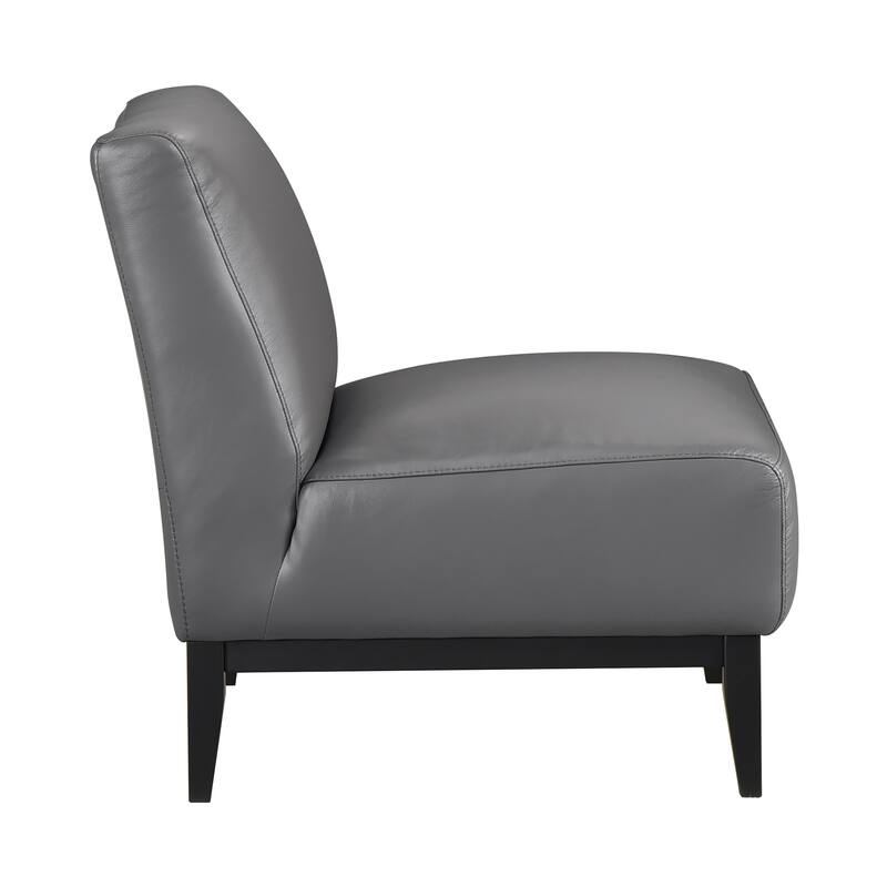 Hayes 28.5" Leather Accent Chair - Black Finish Solid Wood Legs