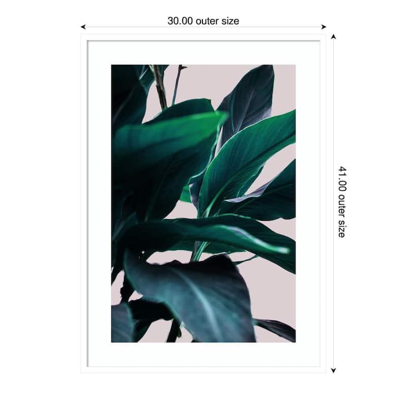 Elegance Of Tropical Leaves by Mareike Bohmer Wood Framed Wall Art Print