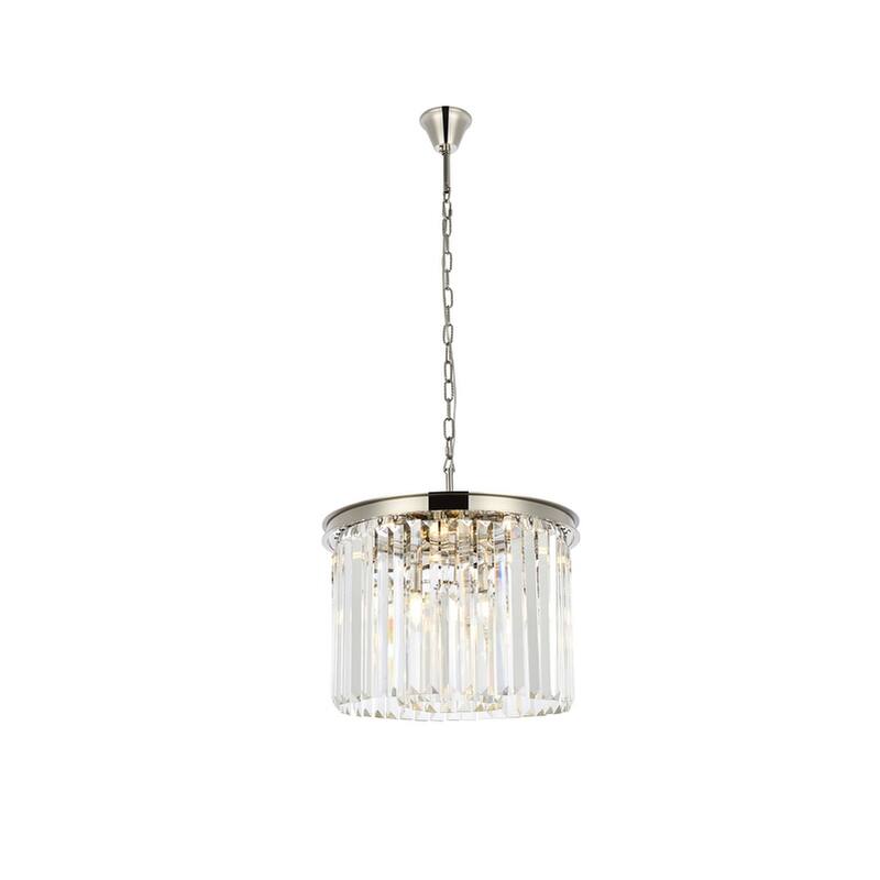 Royce Edge 6-Light Polished Nickel Pendant - polished nickel (royal cut clear crystals)