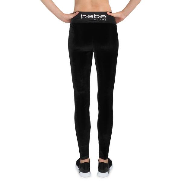 Bebe Sport Women S Velour Contour Moisture Wicking Activewear Fitness Leggings Black Overstock Bebe Sport Women S Velour Contour Moisture Wicking Activewear Fitness Leggings Black Overstock