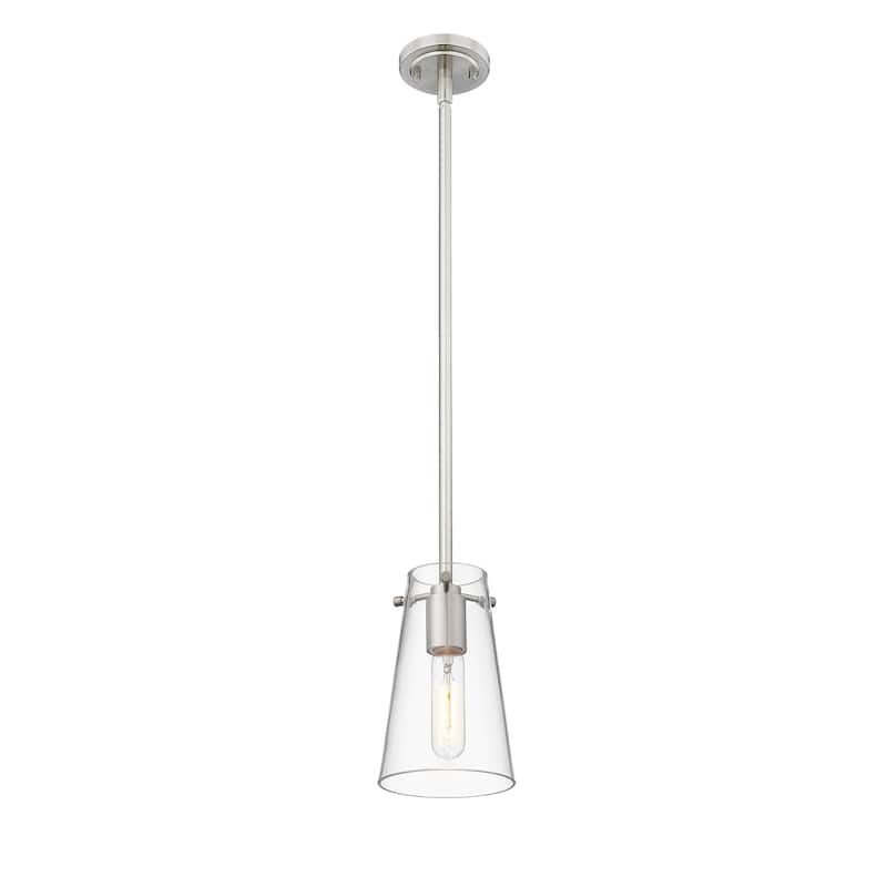 Kira by Z-Lite 1 Light Pendant in Brushed Nickel with Clear Glass Shade
