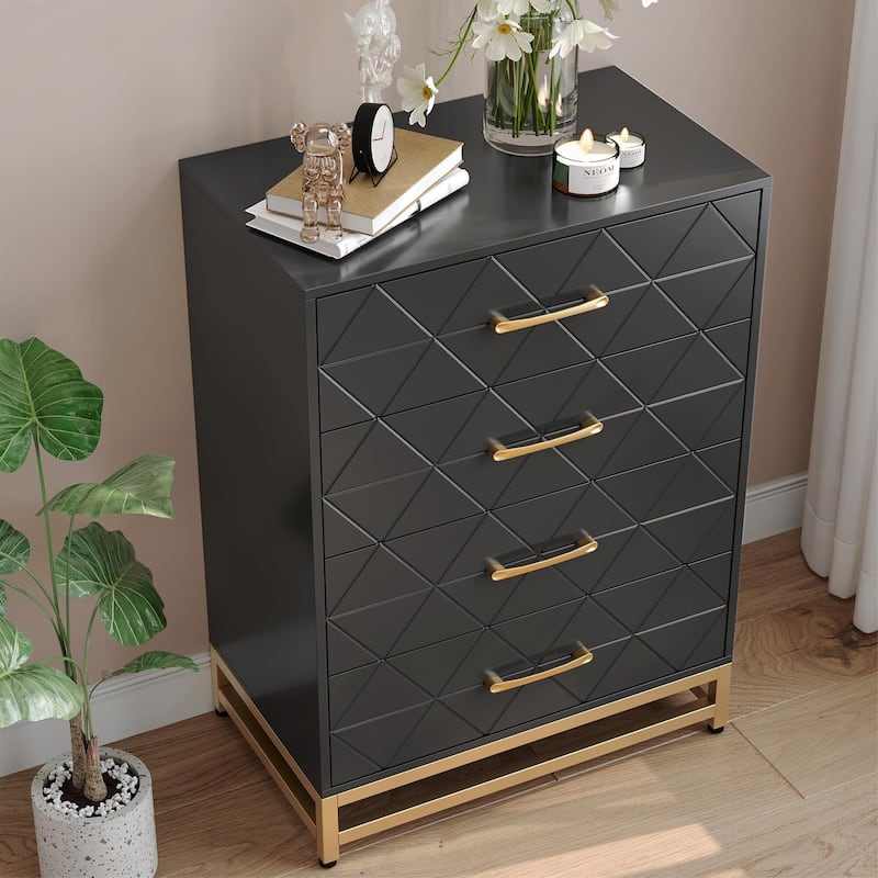 Chest of 4 Drawers Dresser with Metal Handle
