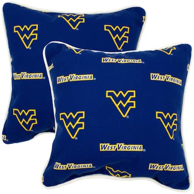 West Virginia Mountaineers Indoor / Outdoor Decorative Pillow Pair - (2) 16" x 16" Pillows