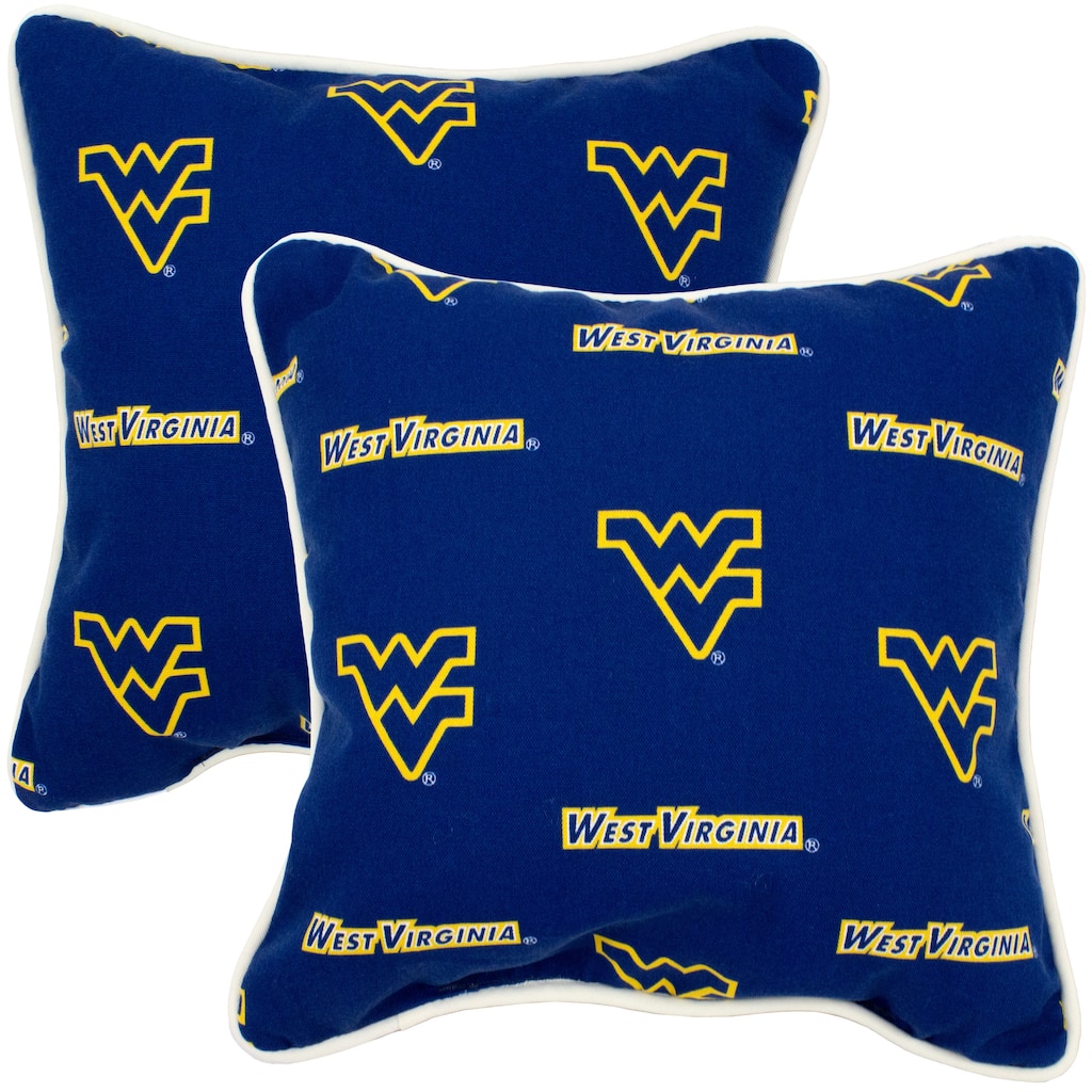 West Virginia Mountaineers Indoor / Outdoor Decorative Pillow Pair - (2) 16" x 16" Pillows