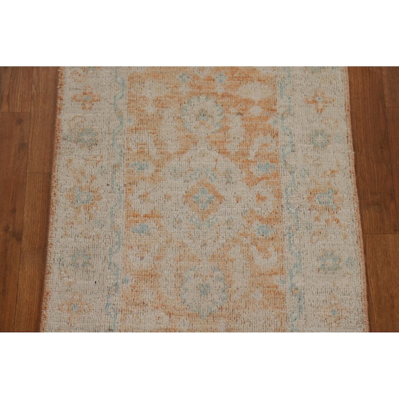 Muted Traditional Oushak Turkish Oriental Rug Hand-knotted Wool Carpet - 2'0" x 3'11"