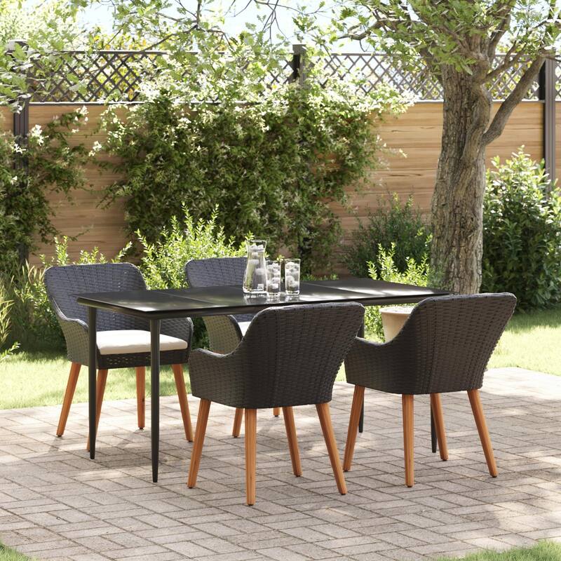 Modern Dining Table for Home Use - Black 63.0 x 31.5 x 29.1  round table legs 4chair
