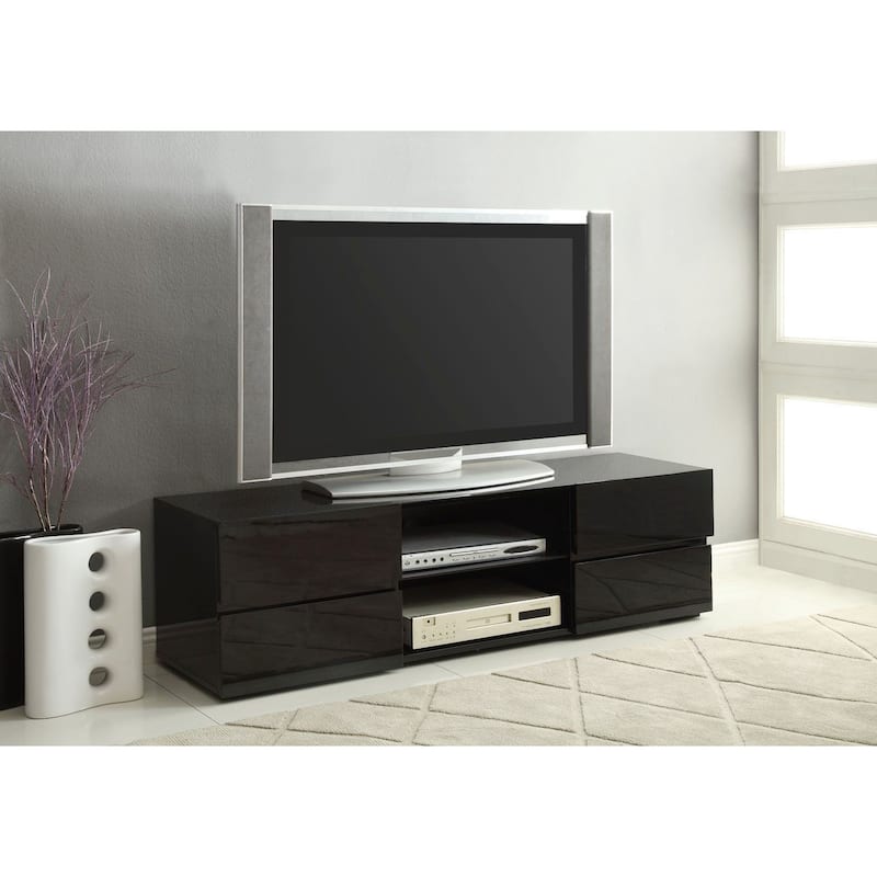 Modern Design Glossy Black TV Console Entertainment Center with Drawers