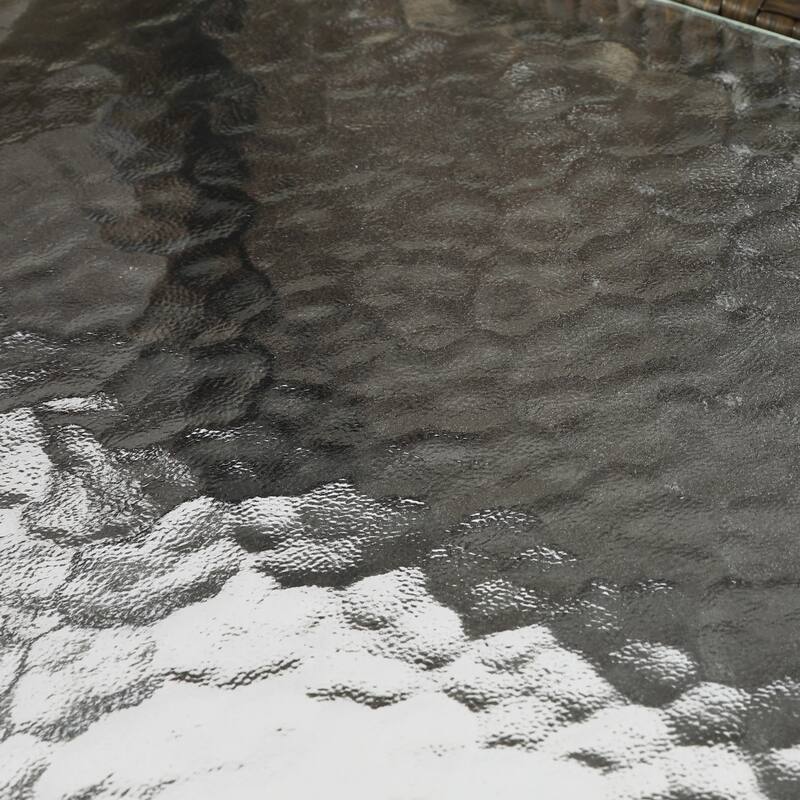 Rectangular Wicker Outdoor Coffee Table With Glass Top