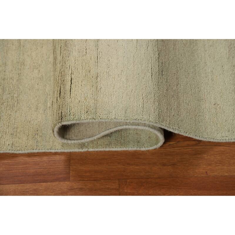 Modern Gabbeh Foyer Rug Handmade Green Oriental Wool Carpet - 2'8"x 4'1"