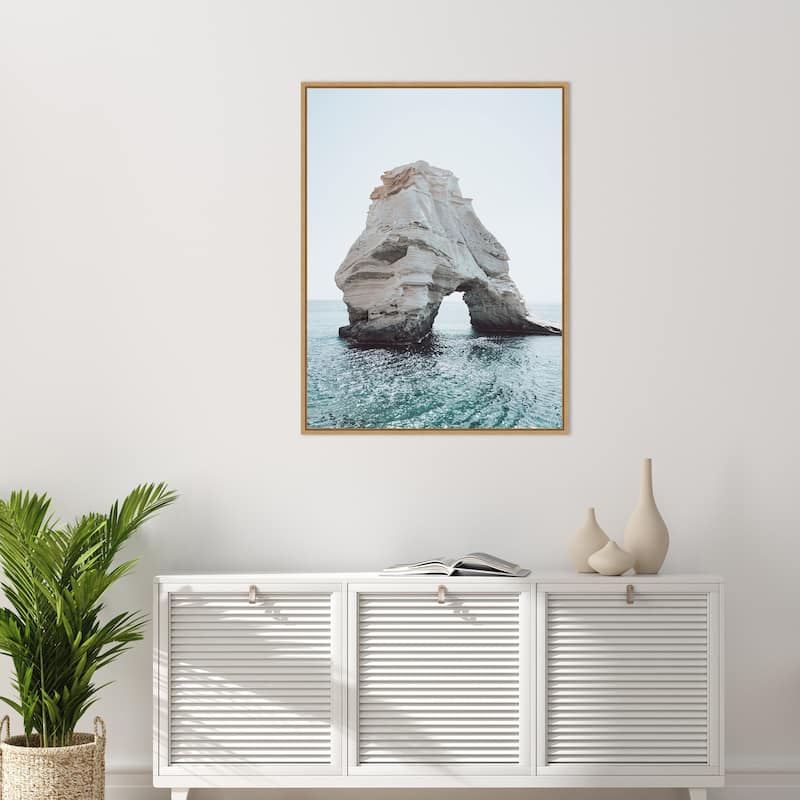 Rock of Solitude Milos by Bella Eve Framed Canvas Wall Art Print - Sylvie Natural