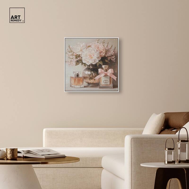 Peach Perfume Flowers in Vase Canvas by Art Remedy