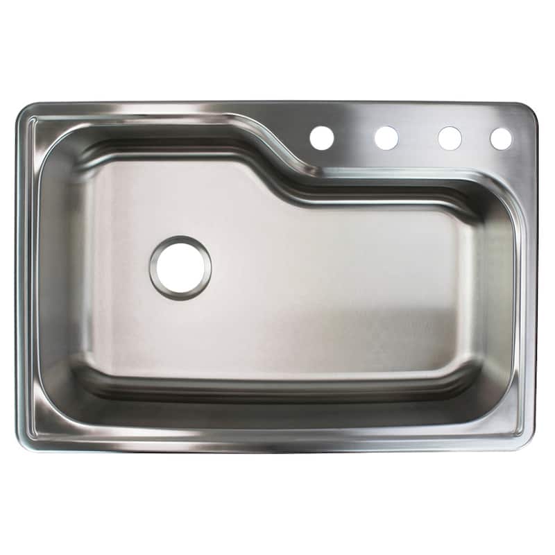 Transolid Meridian 33-in 16 Gauge Offset Super Drop-in Single Bowl Kitchen Sink