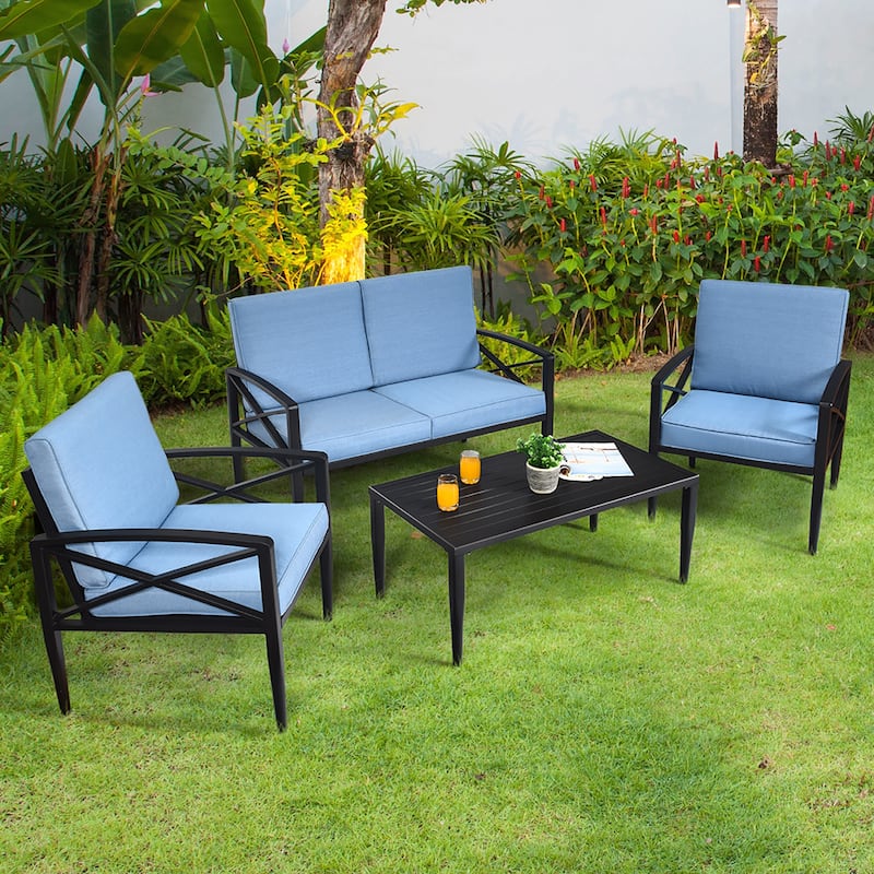 Outdoor Aluminum Patio Conversation Set Sofa Set with Coffee Table