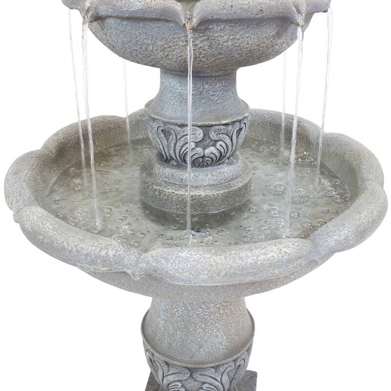 French Garden-Inspired 2-Tier Outdoor Water Fountain - Dusty Gray - 50"
