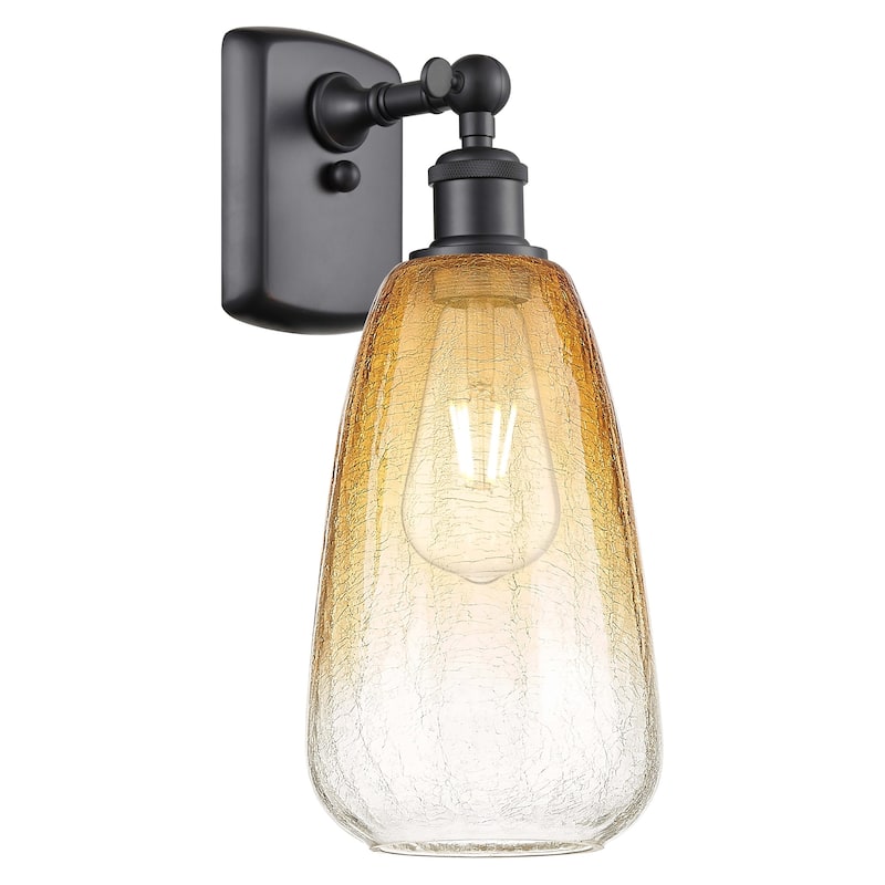 Innovations Lighting 516-1W-14-6 Brookhaven Almond Sconce Brookhaven - Matte Black / Amber