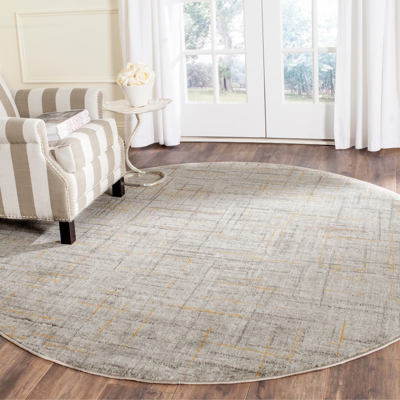 SAFAVIEH Porcello Libby Modern Rug - 6'7" Round - Grey/Dark Grey