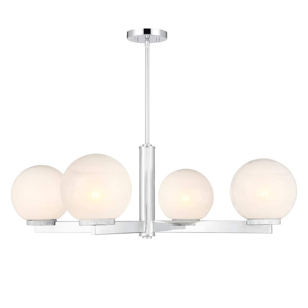 Bellevue SHCH52830 4 Light 38" Wide Chandelier with Strié Glass Shades