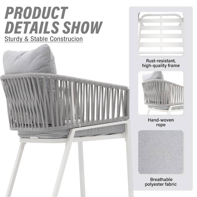 Outdoor 2 peice Aluminium Rope Dining Chairs