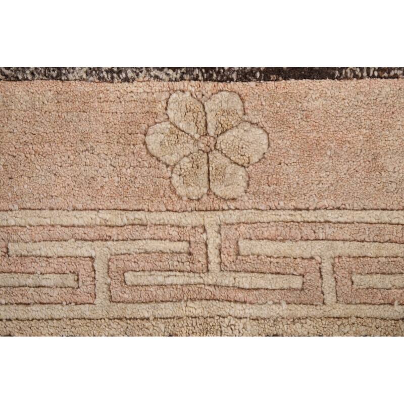 Geometric Vegetable Dye Nepalese Oriental Wool Area Rug Hand-knotted - 5'7" x 7'9"