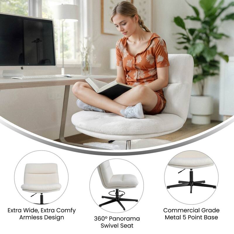 Commercial Wide Mid-Back Padded Upholstered Swivel Office Chair - 27.25"W x 27.25"D x 31.75" - 36.5"H