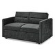 preview thumbnail 5 of 7, Modern Chenille Padded Loveseats Sofa Bed with Pull-out Bed with 3 Positions Adjsutable Back and Two Arm Pocket, Plastic Leg
