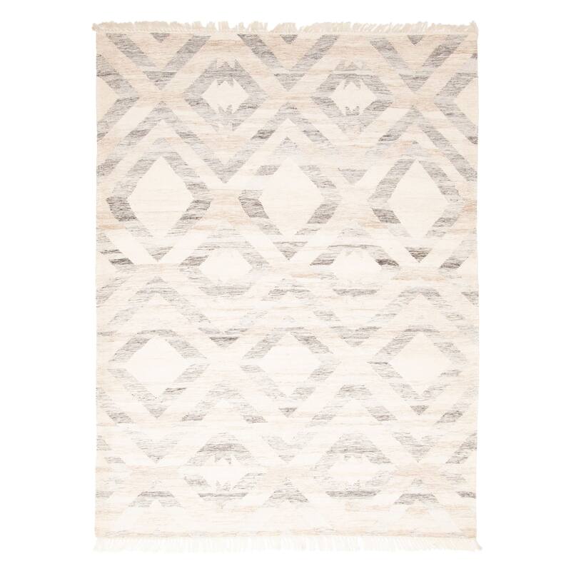 ECARPETGALLERY Flat-Weave Ankara FW Cream Wool Kilim - 5'5 x 7'5