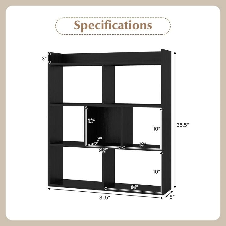 7 Cubes Open-Back Bookshelf with Anti-Toppling Devices - 31.5" x 8" x 35.5" (L x W x H)