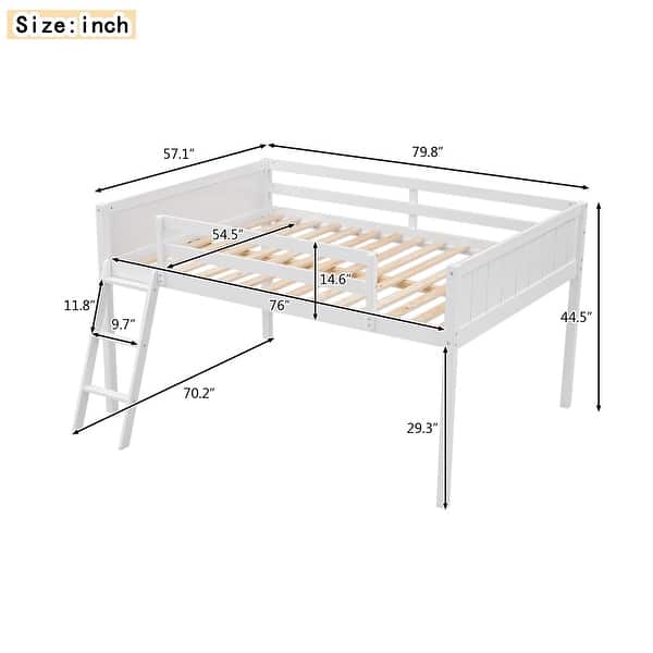Full Size Wood Loft Bed with Ladder