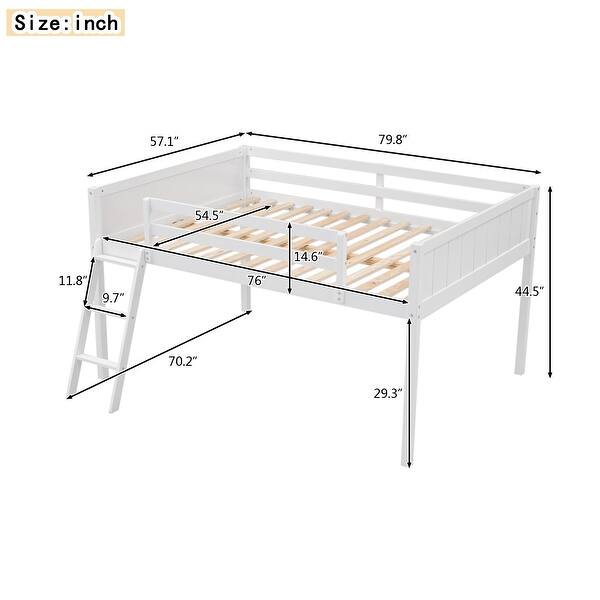 dimension image slide 0 of 4, Twin Size Wood Loft Bed with Flexible Ladder Placement, Guardrails, and Slide - Gray, Space-Saving Design for Play and Rest