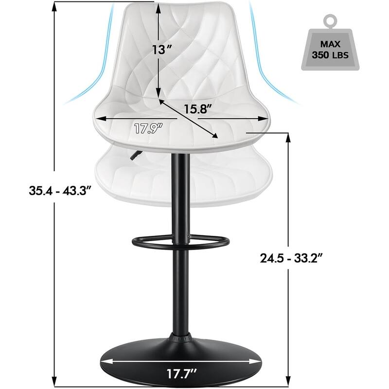 BOSSIN Bar Stools,Counter Heigh Faux Leather Adjustable Bar Stools with Back, Dining Chair