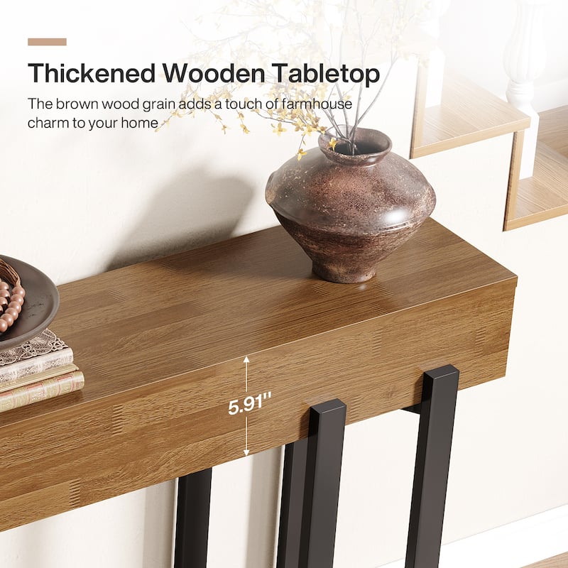 Farmhouse Wooden/ Metal Console Table for Living Room Entryway