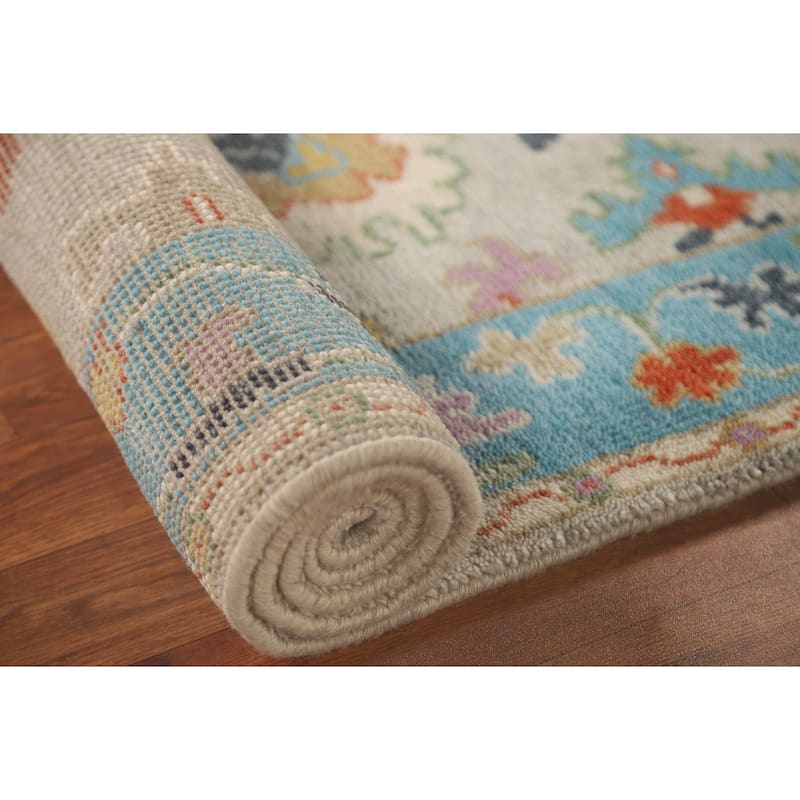 Floral Oushak Oriental Accent Rug Handmade Wool Carpet - 2'7" x 5'11"