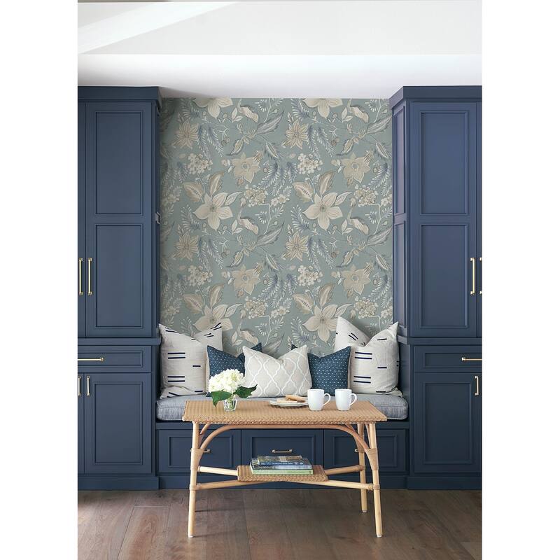 A-Street Prints Crestwood Sky Blue Crowned Crane Wallpaper