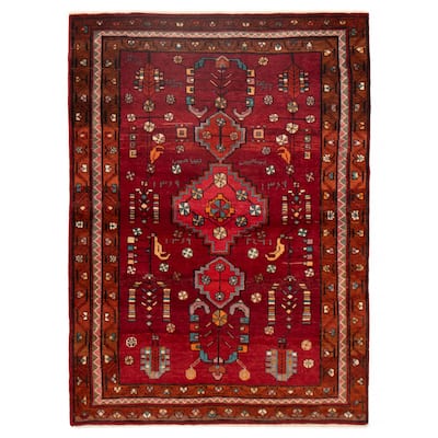 ECARPETGALLERY Hand-knotted Andelz Dark Red Wool Rug - 4'10 x 6'8