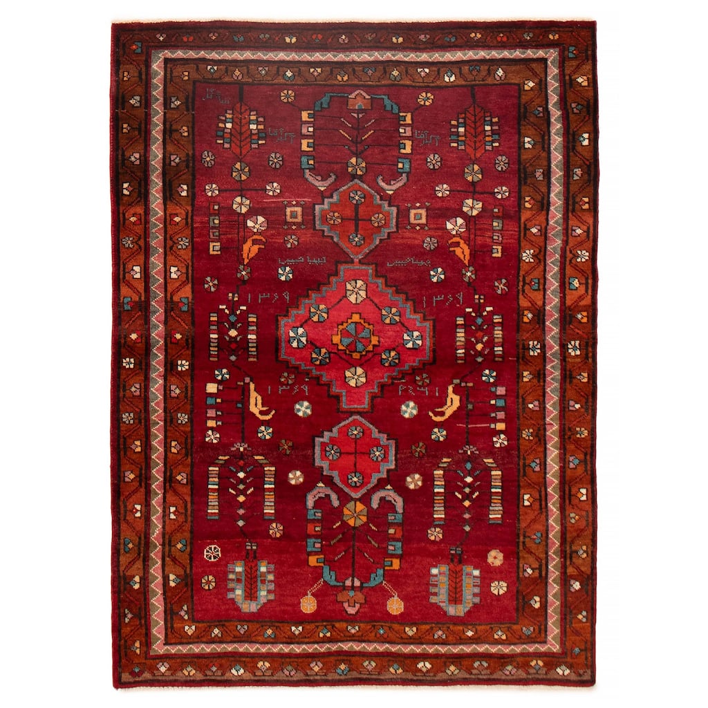 ECARPETGALLERY Hand-knotted Andelz Dark Red Wool Rug - 4'10 x 6'8