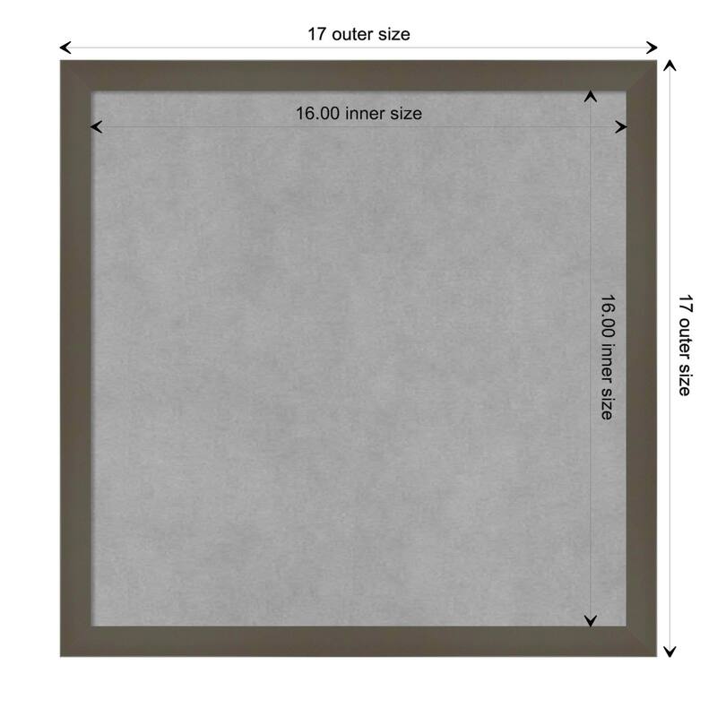Amanti Art Svelte Clay Grey Framed Magnetic Board - Board Size 16x16