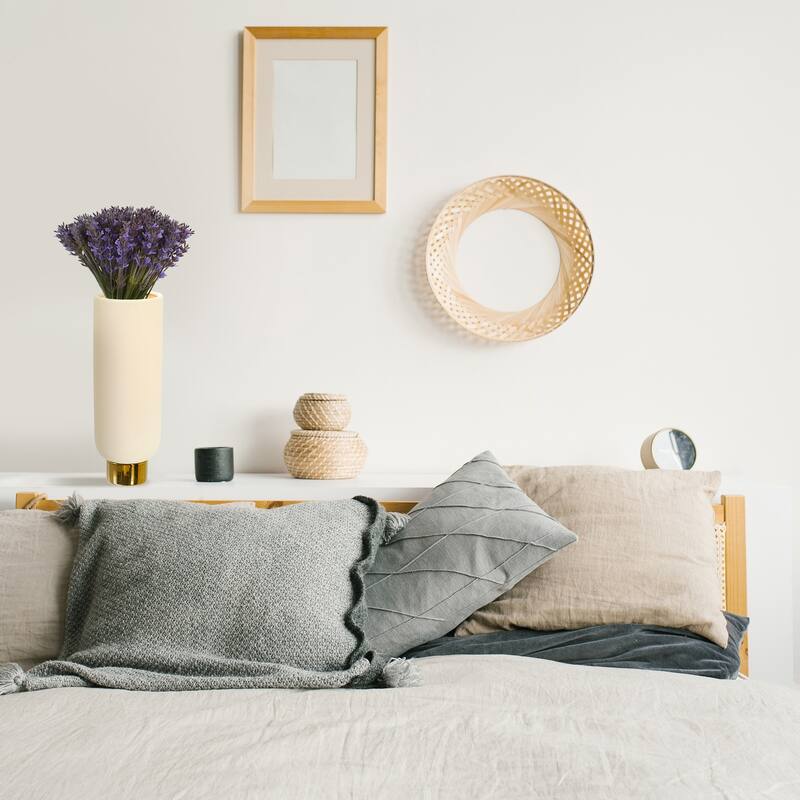 Artificial Flowers Set of 3 - 19 Inch Retro Style Faux Floral Stems for Home Decor - Purple - 9