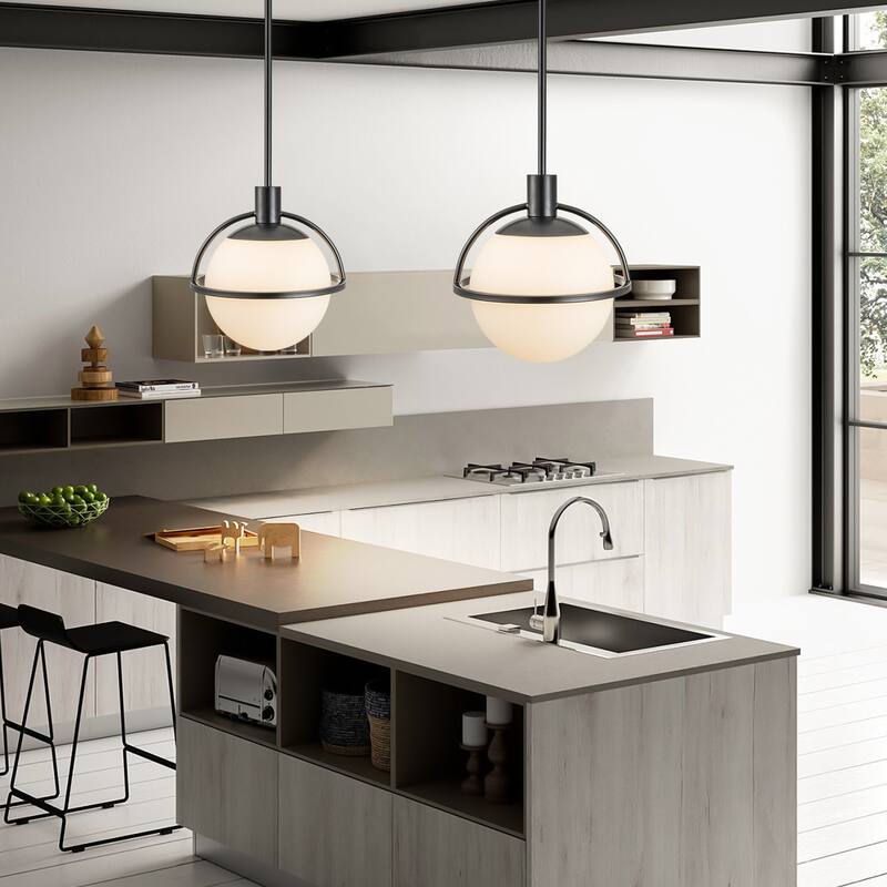 Starsky 1-Light 9in. Modern Globe Chandelier Single Frosted Glass Pendant Light