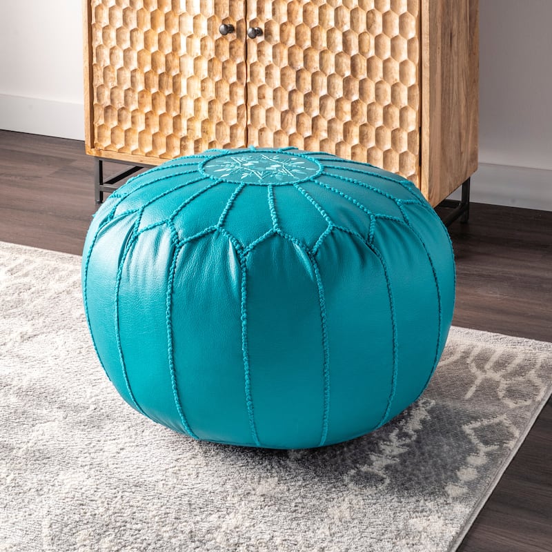Nuloom Classic Moroccan Lightweight Faux Leather Ottoman Pouf