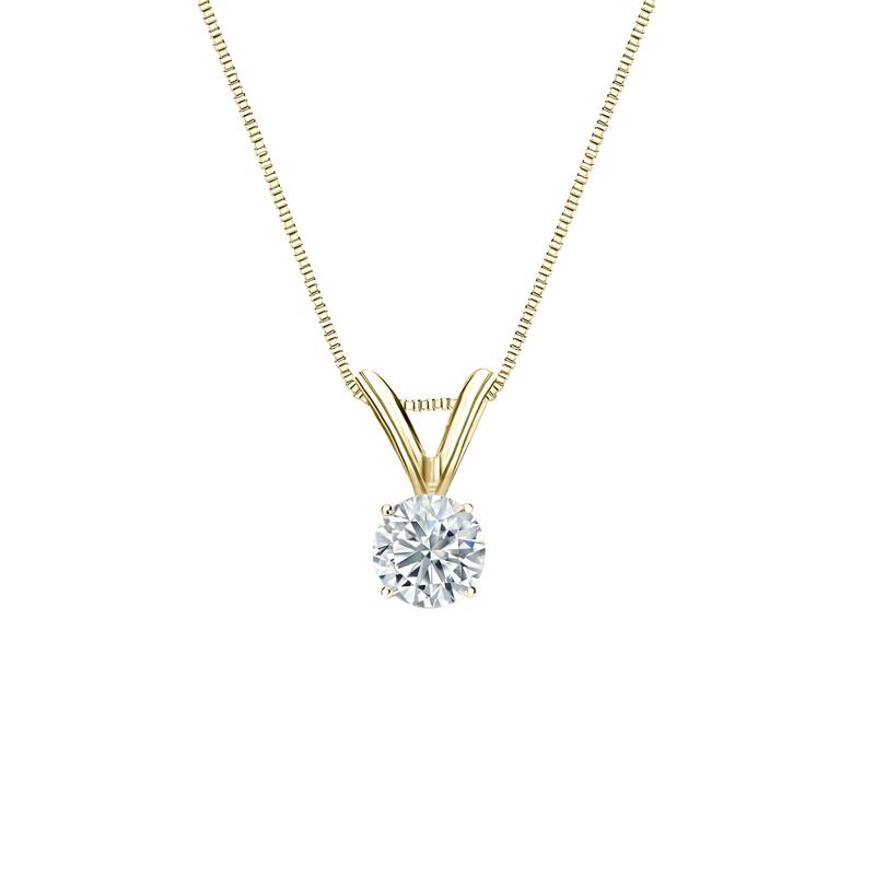 Auriya 18-karat Gold 0.20ctw Round Solitaire Lab Grown Diamond Necklace 4-Prong Basket (D-E VVS) - 0.2 - Yellow