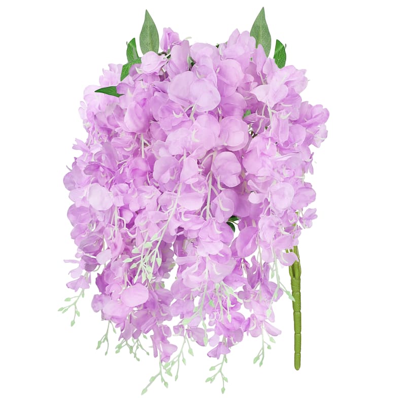 Set of 2 Lavender Artificial Hanging Wisteria Flower Stem Bush Bouquet ...