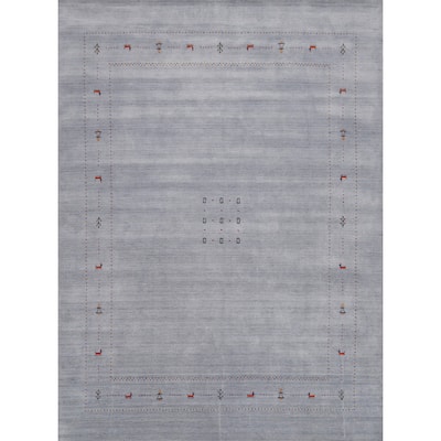 Hand Knotted Oriental 100% Wool Carpet Tribal Tribal Navy Blue & Blues Gabbeh Area Rug - 9' 11'' X 8' 3''