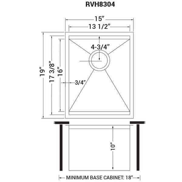 Ruvati 15" Workstation Bar Prep Sink Ledge Undermount 16 Gauge Stainless Steel Single Bowl - RVH8304 - 8' x 11'