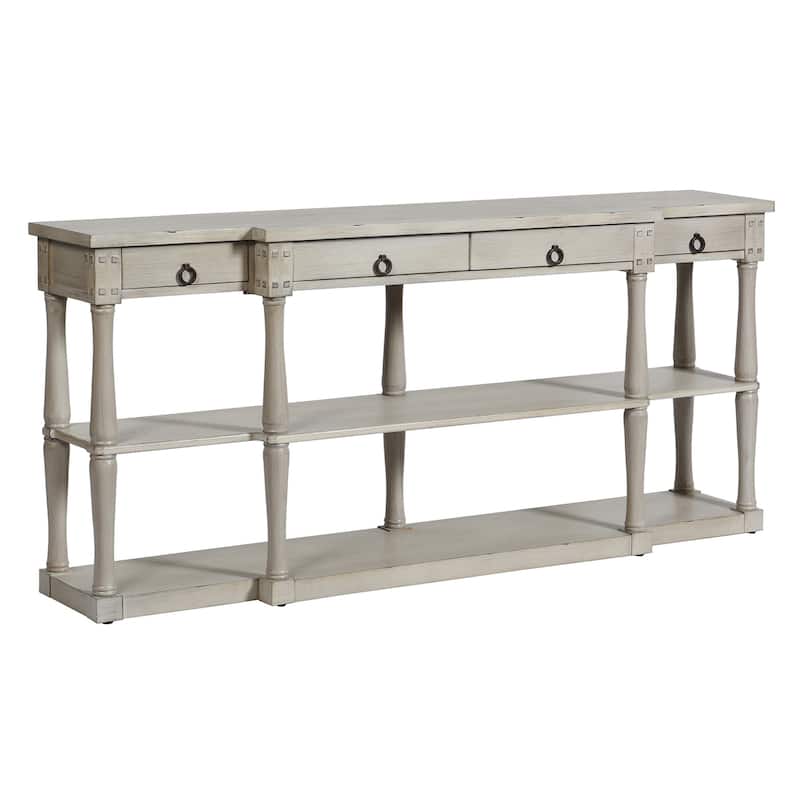 Wilshire Breakfront - Three Tier Distressed Light Grey Console - Distressed Light Grey
