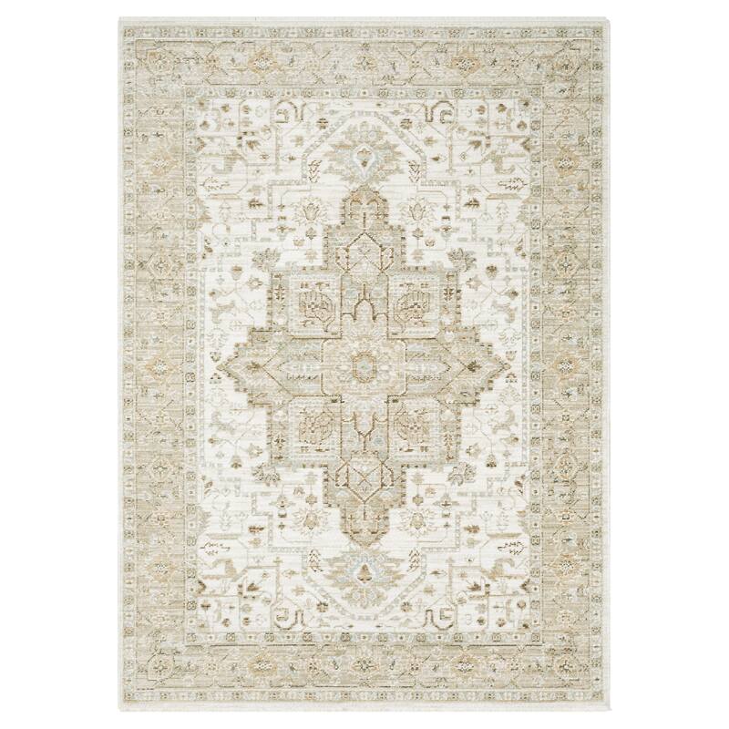 Style Haven Lucia Vintage Center Medallion Area Rug - Beige/ Gold - 2'7" x 7'7"