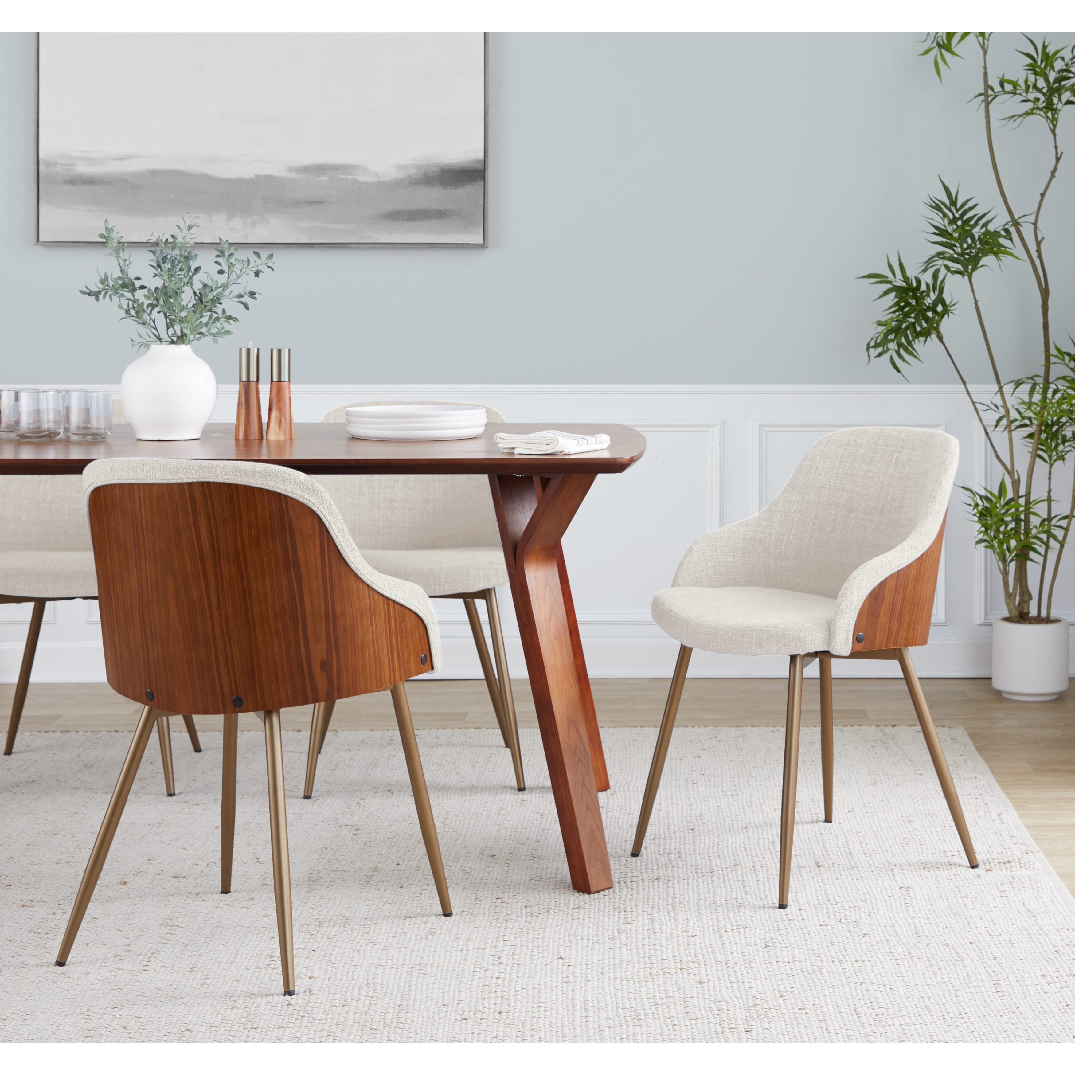 Carson Carrington Duvnas Upholstered Dining/Accent Chair with Tapered Metal Legs (Set of 2)