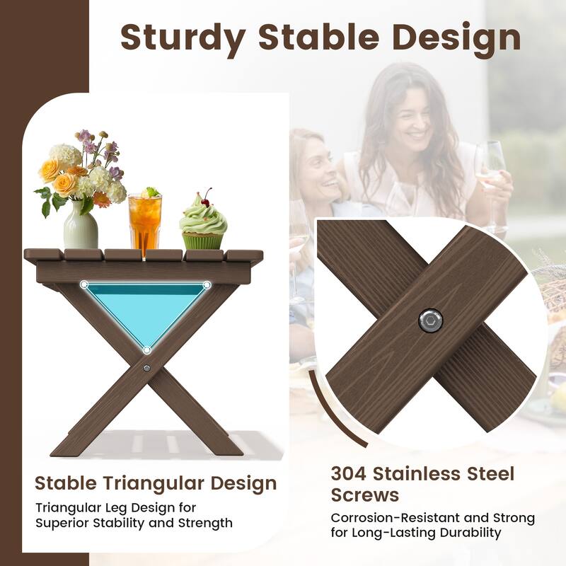 Outdoor Patio HDPE Foldable Side Table, Waterproof & Weather Resistant