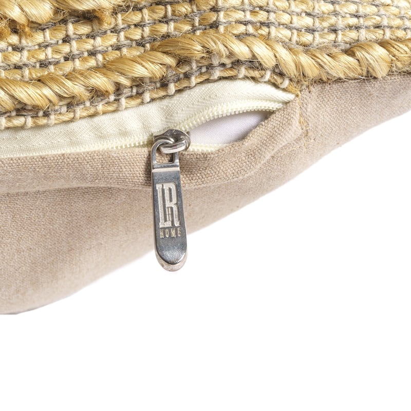 Geometric Striped Braided Cotton Throw Pillow Cover - 22" - Brown