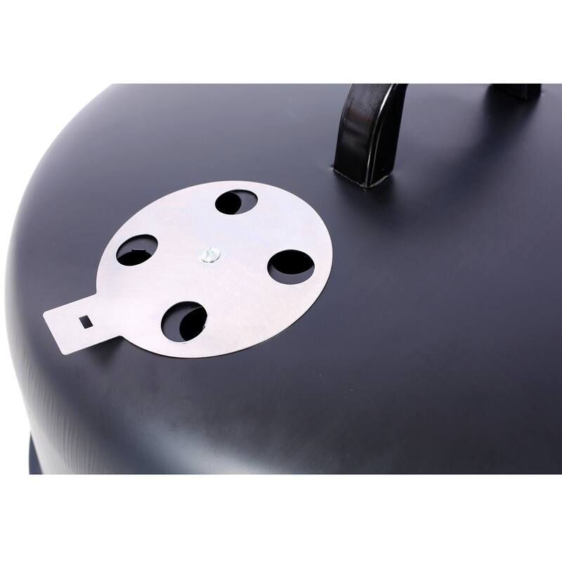 17" Steel Charcoal Smoker, Heavy Duty Outdoor BBQ Grill, Black