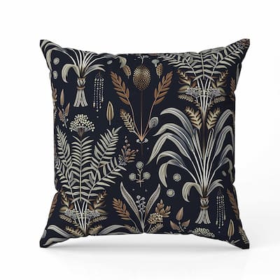 Indian Dabu Flora Faux Suede Reversible Throw Pillow Blue and Brown